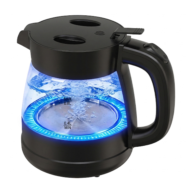 Hervidor eléctrico de vidrio de alto borosilicato con punta antipunta de 0,8 L